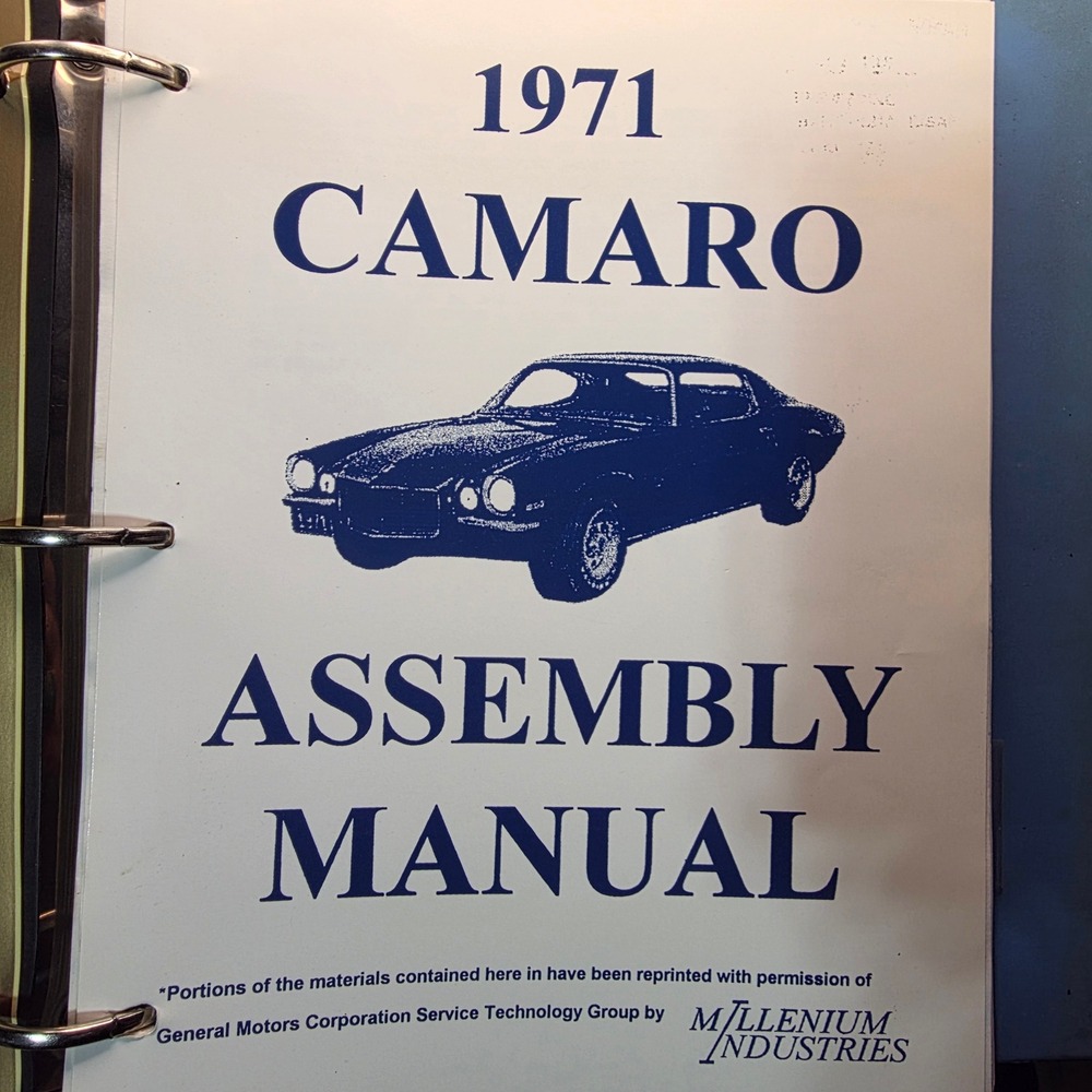 1971 Camaro Assembly‎ Manual Millenium Industries Good GM Reprint Guide